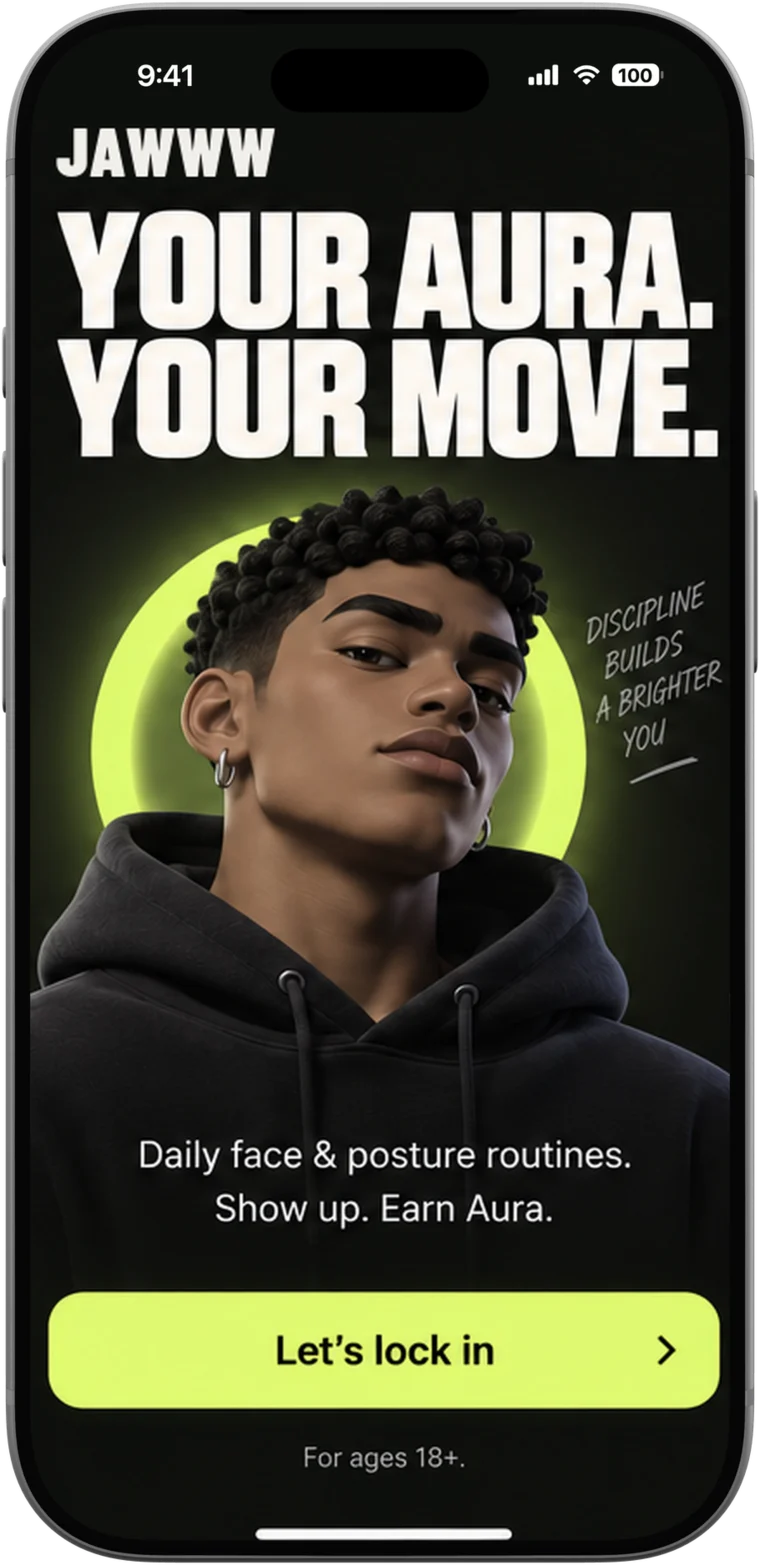 Jawww welcome screen: Your Aura. Your move.