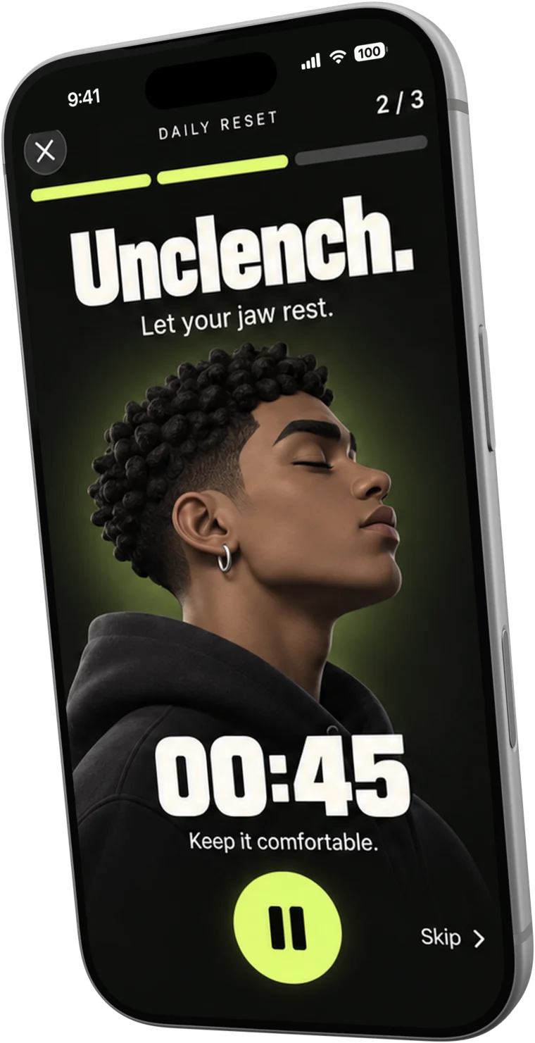 Routine player with a timer and the cue Unclench